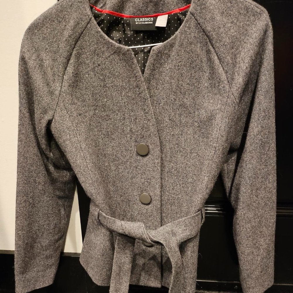 Classic wool Liz Claiborne belted jacket - size 6